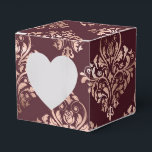 Ballotins Bourgogne - Marsala et Rose Gold Damask Mariage<br><div class="desc">Bourgogne vintage (marsala) et boîte de mariage en damas à motif or rose métallisé pour accompagner la collection ci-dessous.</div>