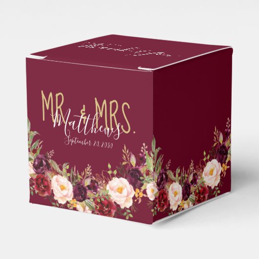 Ballotins Bourgogne Rouge Floral Mariage rustique (Verso)