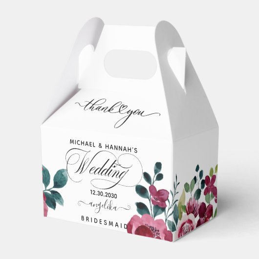 Ballotins Bourgogne Rouge Floral Rustique Boho Mariage Merci (Verso)