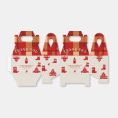 Ballotins Bouteilles & Boots Baby shower rouge rétro (Déplié)