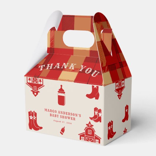 Ballotins Bouteilles & Boots Baby shower rouge rétro (Verso)