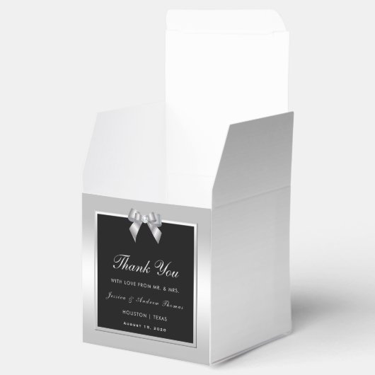 Ballotins Bow et Mariage noir en argent élégant (Ouvert)