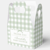 Ballotins Bow Favor de Naissance Gingham Vert Mignon en Form (Ouvrir)