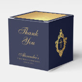 Ballotins Boy First Communion Navy Blue Gold Crest Thank You (Verso)