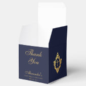 Ballotins Boy First Communion Navy Blue Gold Crest Thank You (Ouvert)