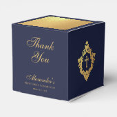 Ballotins Boy First Communion Navy Blue Gold Crest Thank You (Arrière)