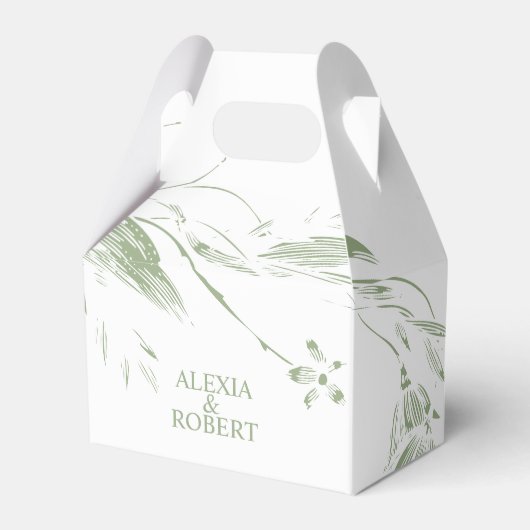 Ballotins Branche avec mariage de fleurs vert et blanc sauge (Verso)