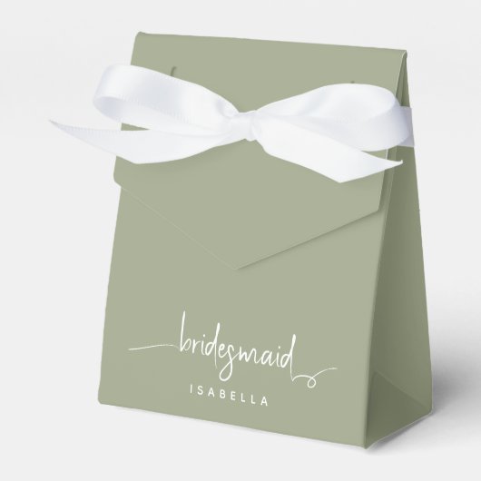 Ballotins Bridesmaid Moderne Minimaliste Script Sage Vert (Verso)