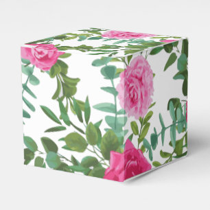 Ballotins Bright rose Floral Mariage Favor Box