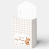 Ballotins Brown Gingham Teddy Bear Neutral Baby Shower Paper (Ouvrir)
