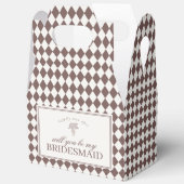 Ballotins Brown Harlequin Checkered Bridesmaid Proposal Box (Ouvrir)