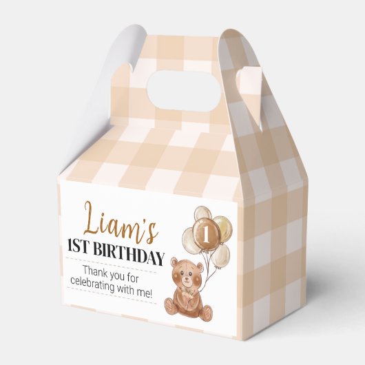 Ballotins Brown Teddy Bear Premier anniversaire Ballotin de  (Verso)