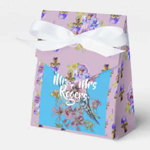 Ballotins Budgie Watercolor Mariage lilas floral boîte à gât