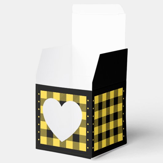 Ballotins Buffalo Check - Jaune et Noir - Ballotin cardiaque (Ouvert)