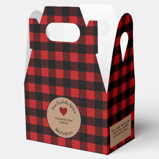 Ballotins Buffle Rouge Plaid Cadeaux Cuits Avec Ingrédients (Ouvert)