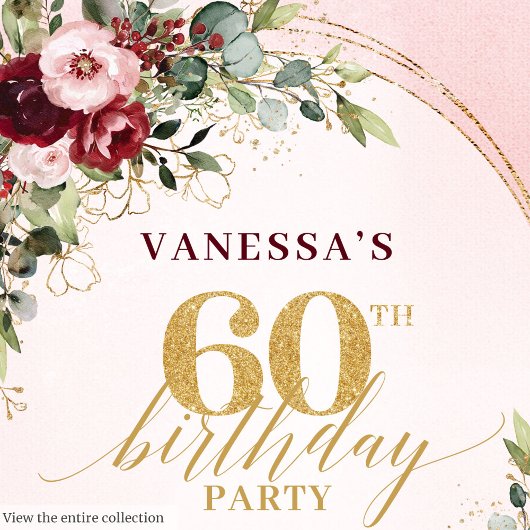 Ballotins Burgundy Blush Gold Rose 60th Birthday Treat Box