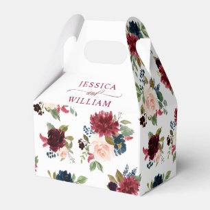 Ballotins Burgundy Navy Blue Blush Floral Watercolor Mariage