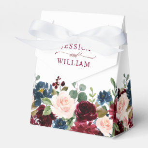 Ballotins Burgundy Navy Blue Blush Floral Watercolor Mariage