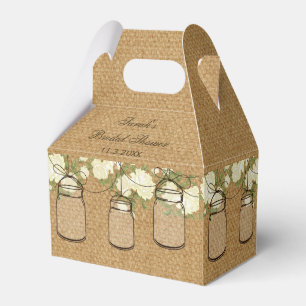 Ballotins burlap rose mason jar ballotin de douche de nuptia