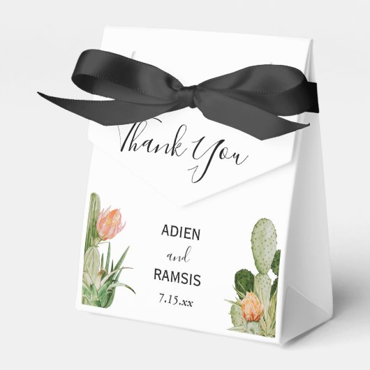 Ballotins Cactus Floral Desert Wedding Favor Box (Verso)