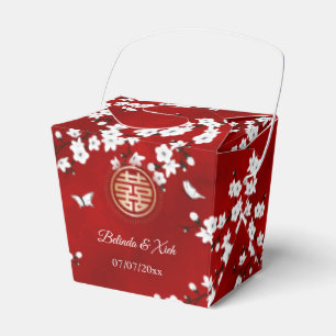 Ballotins Cadeau de mariage chinois Rouge Blanc Or Merci 