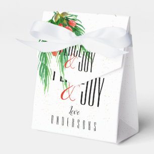 Ballotins Cadeau de Noël Feuilles Rouges Vertes Paix et Joie