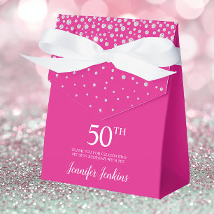Ballotins Cadeau de remerciement rose vif scintillant pour 5