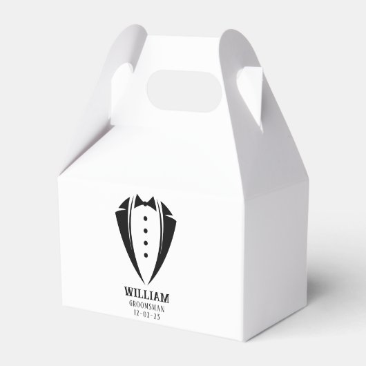 Ballotins Cadeau moderne noir et blanc Tuxedo Groomsman (Verso)
