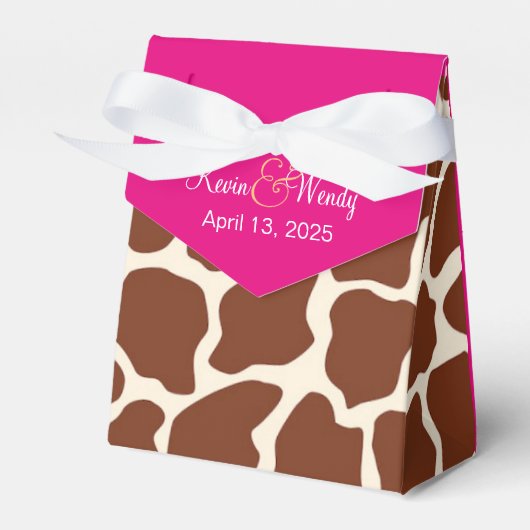 Ballotins Cadeaux de mariage personnalisés en Giraffe rose (Verso)