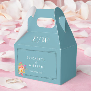 Ballotins Cadre avec Rose, style Mariage sur bleu rétro