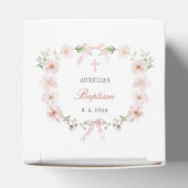 Ballotins Cadre de baptême floral rose pastel cœur (Haut)