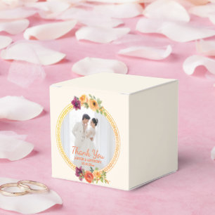 Ballotins Cadre floral couple photo beige remerciement de ma