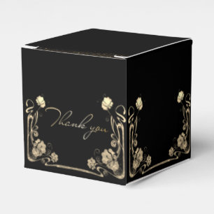 Ballotins Caja de regalo negra con flores doradas