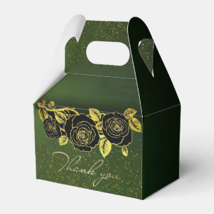 Ballotins Caja de regalo verde con flores doradas