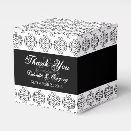 Ballotins Calligraphie noir et blanc Vintage Mariage damassé (Verso)