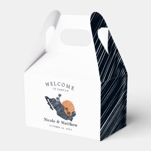 Ballotins Cancun Mexique Carte Marine Minimaliste Mariage Bi