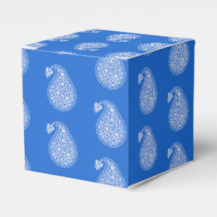 Ballotins Carreau persan à motif paisley - blanc sur bleu de