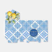 Ballotins Carreaux bleu Citron Amalfi Mariage sac Merci (Déplié)