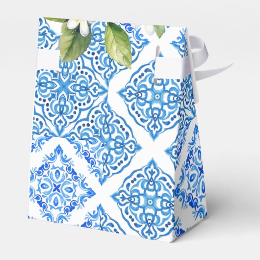 Ballotins Carreaux bleu Citron Amalfi Mariage sac Merci (Arrière)