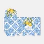 Ballotins Carreaux bleus Amalfi Lemon Mariage sac Merci (Déplié)