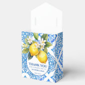 Ballotins Carreaux bleus Amalfi Lemon Mariage sac Merci (Ouvert)