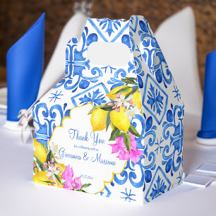 Ballotins Carreaux bleus bougainvillée cadeau de mariage per