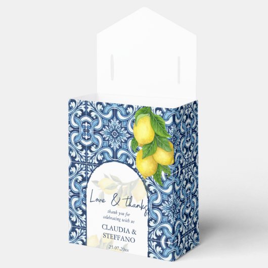 Ballotins Carrelage bleu et citron Amalfi Italien mariage me (Ouvert)