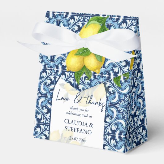 Ballotins Carrelage bleu et citron Amalfi Italien mariage me (Verso)