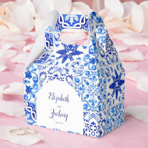 Ballotins Carrelage portugais rustique Mariage d'arc bleu bl
