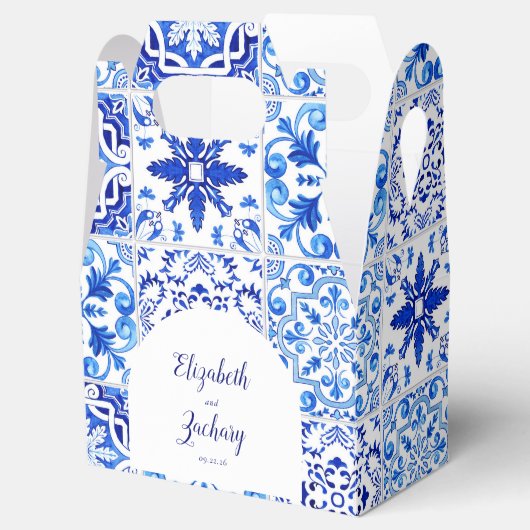 Ballotins Carrelage portugais rustique Mariage d'arc bleu bl (Ouvert)