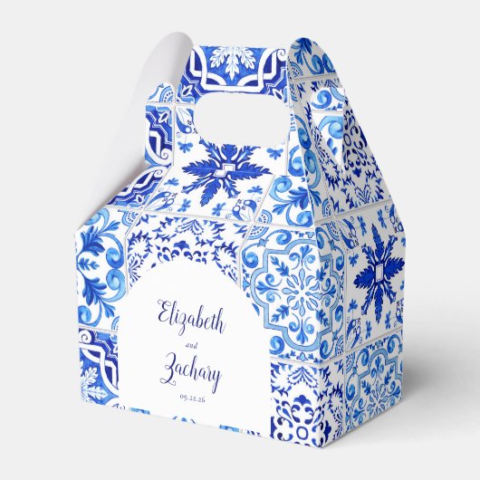 Ballotins Carrelage portugais rustique Mariage d'arc bleu bl (Verso)