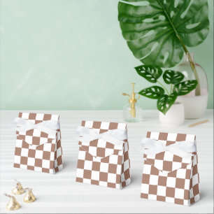 Ballotins Carrés à damier marron moka blanc géométrique rétr
