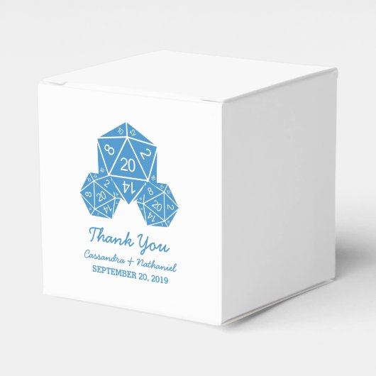 Ballotins Carte bleue D20 Dice Mariage Favor Boxes (Verso)