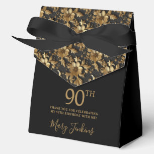 Ballotins Carte de remerciement florale or pour 90e annivers